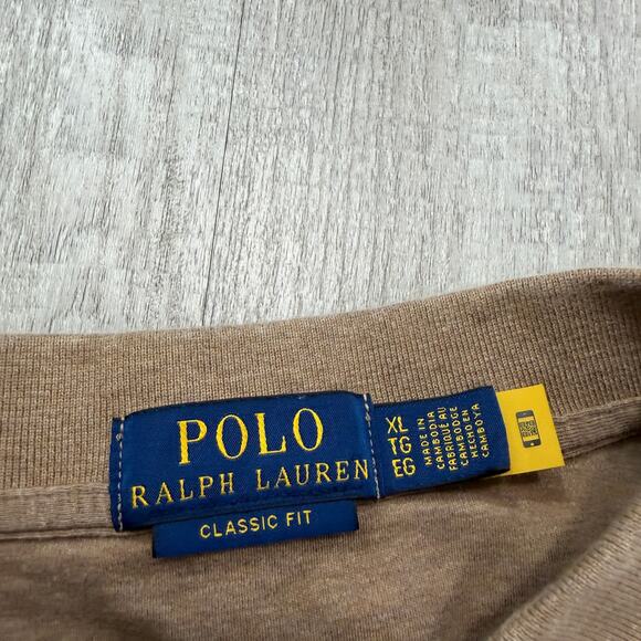 Polo Ralph Lauren Classic Fit Shirt Men's Extra Large Brown Flesh Pony Preppy - Picture 4 of 8